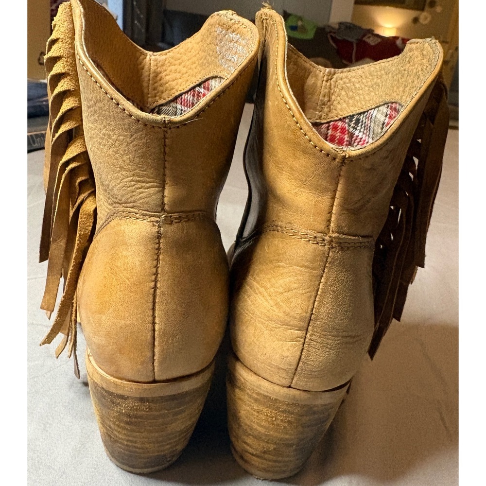 Diba Real Deal Tan Leather Fringe Western Ankle Boots Brown Size 7 - Picture 6 of 7